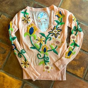 Joystick Hand Crewel Cashmere Sweater